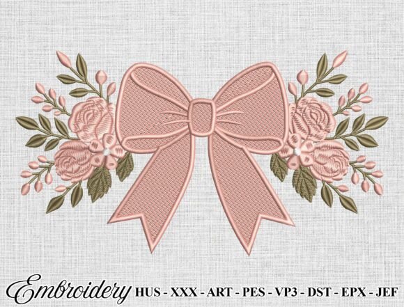 Floral Bow Embroidery Design