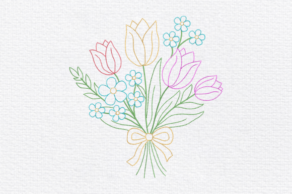 Floral Line Art Machine Embroidery