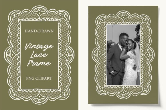 Handdrawn Lace Frame PNG | Wedding Frame
