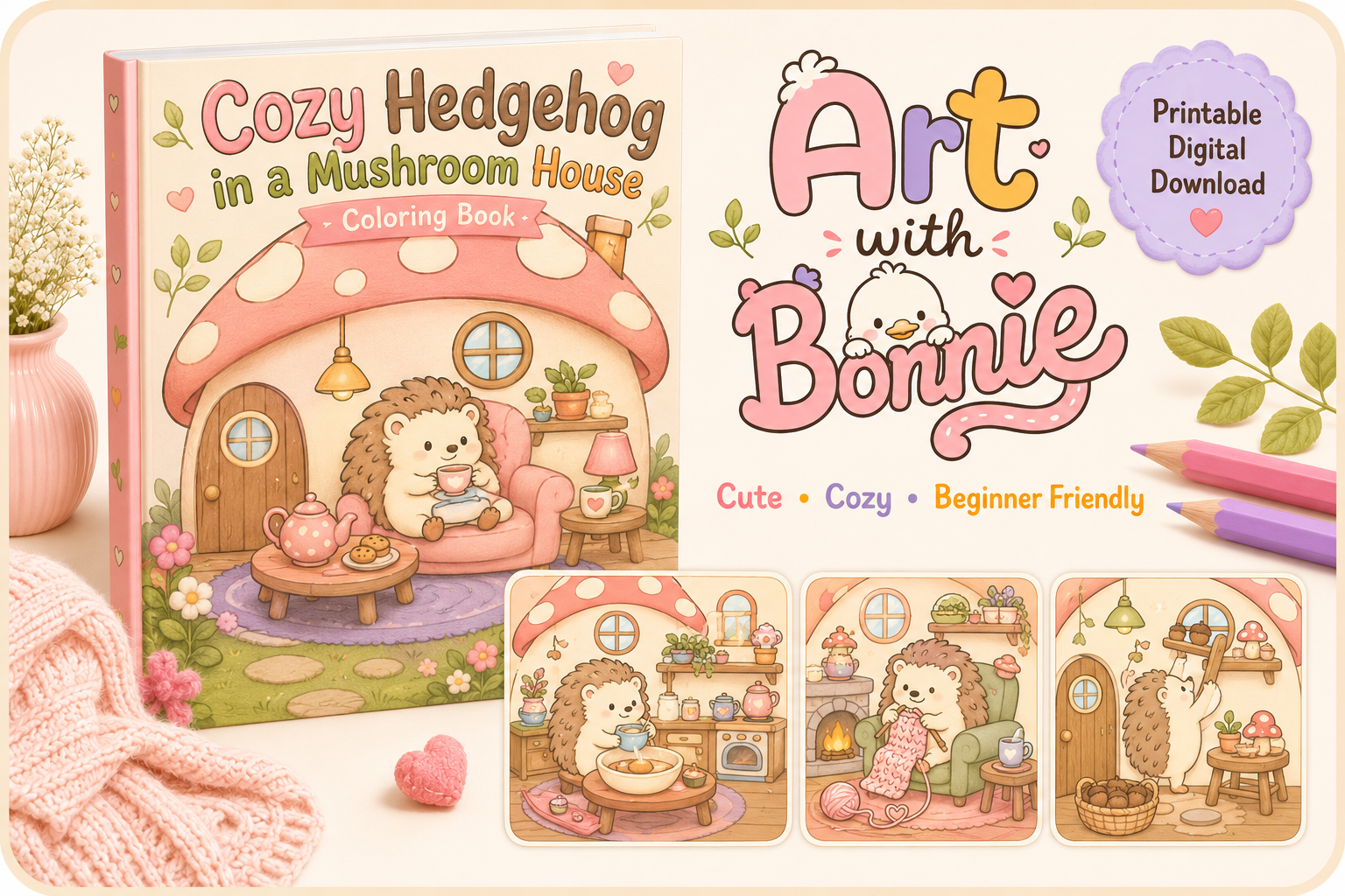 Hedgehog Mushroom House Coloring Pages