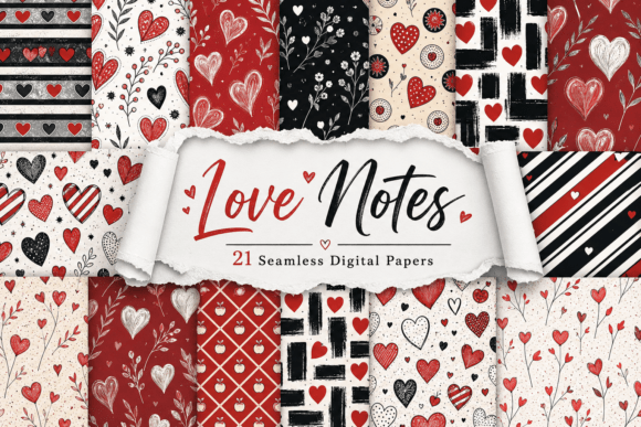 Love Notes Digital Seamless Pattern Set