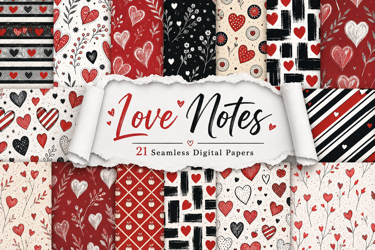 Love Notes Digital Seamless Pattern Set