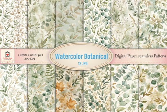 Luxury Watercolor Botanical Greenery Sea