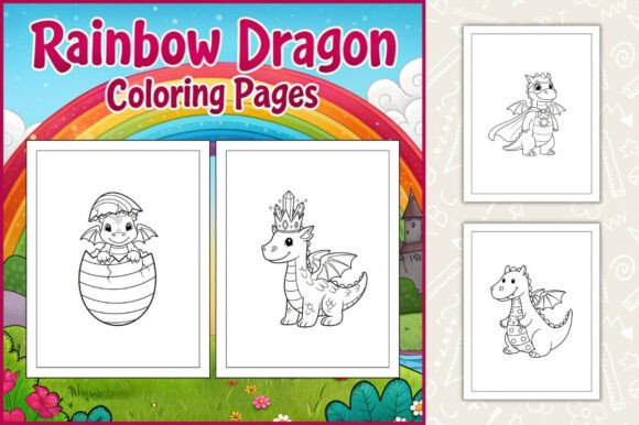 Rainbow Dragon Coloring Pages for Kids