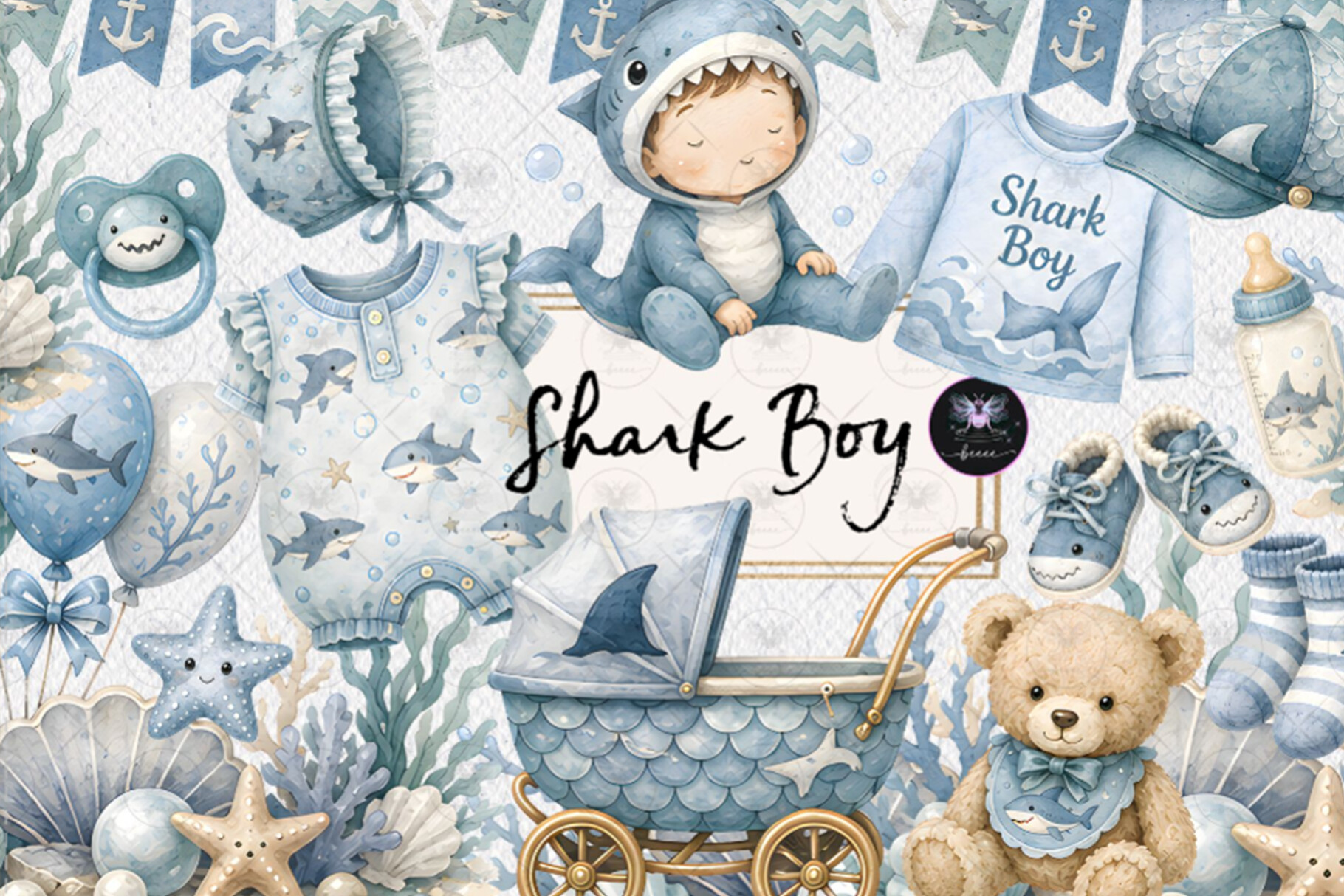 Shark Boy Baby Clipart - photo 1