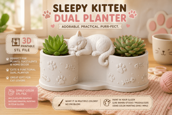 Swan Love Double Planter STL - Romantic 3D Print Succulent Pot - Image 18