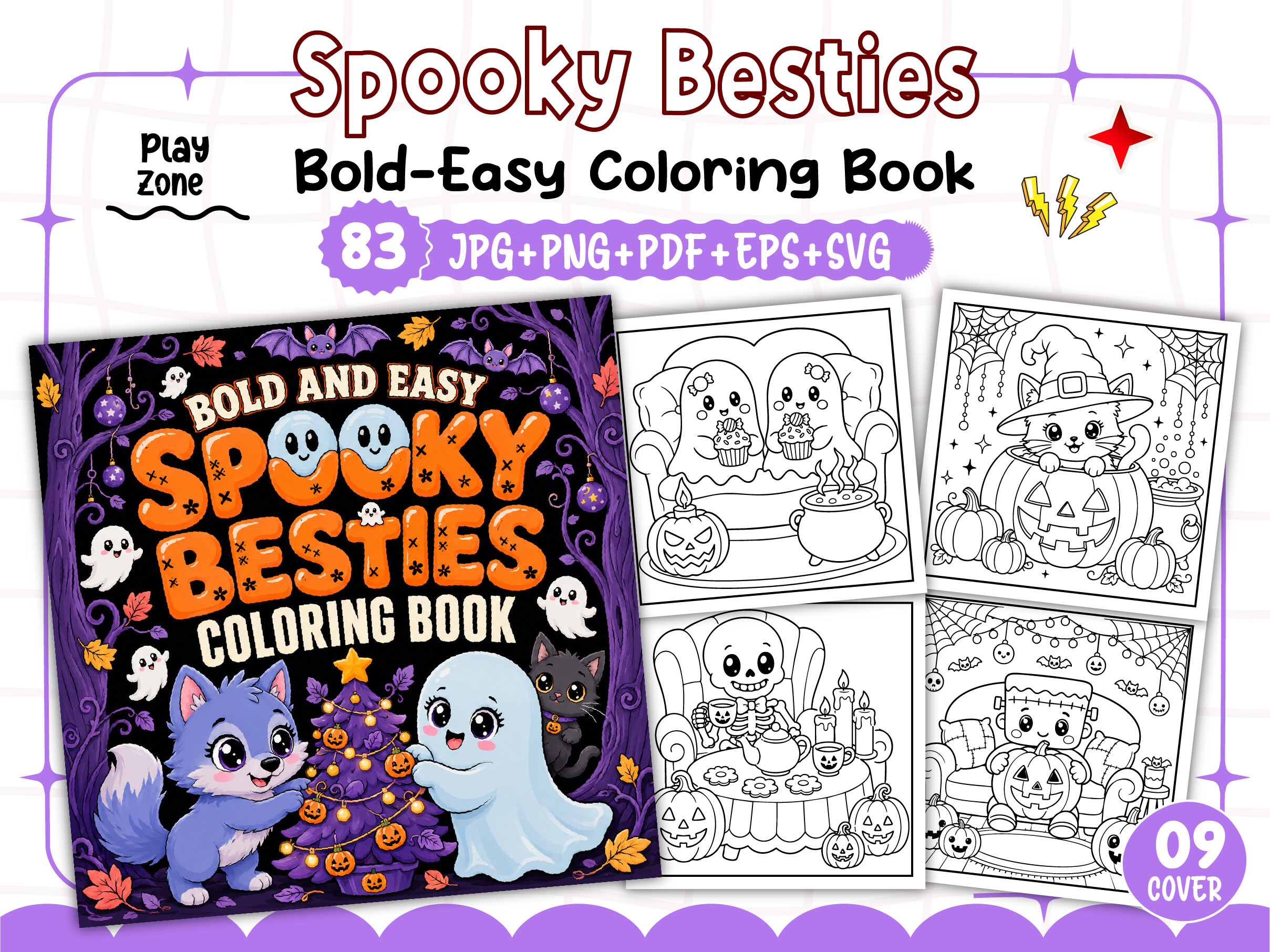 Spooky Besties Coloring Book Bold Easy