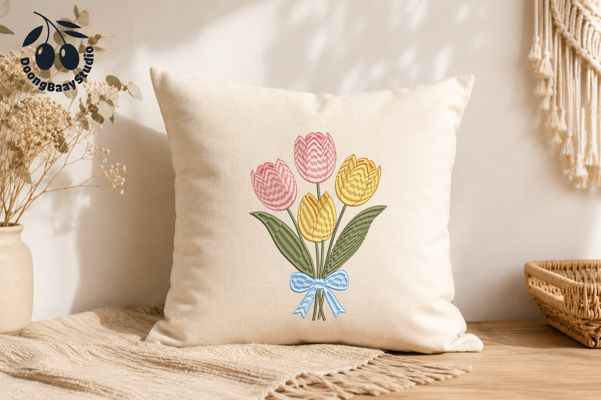 Tulip Bouquet Embroidery