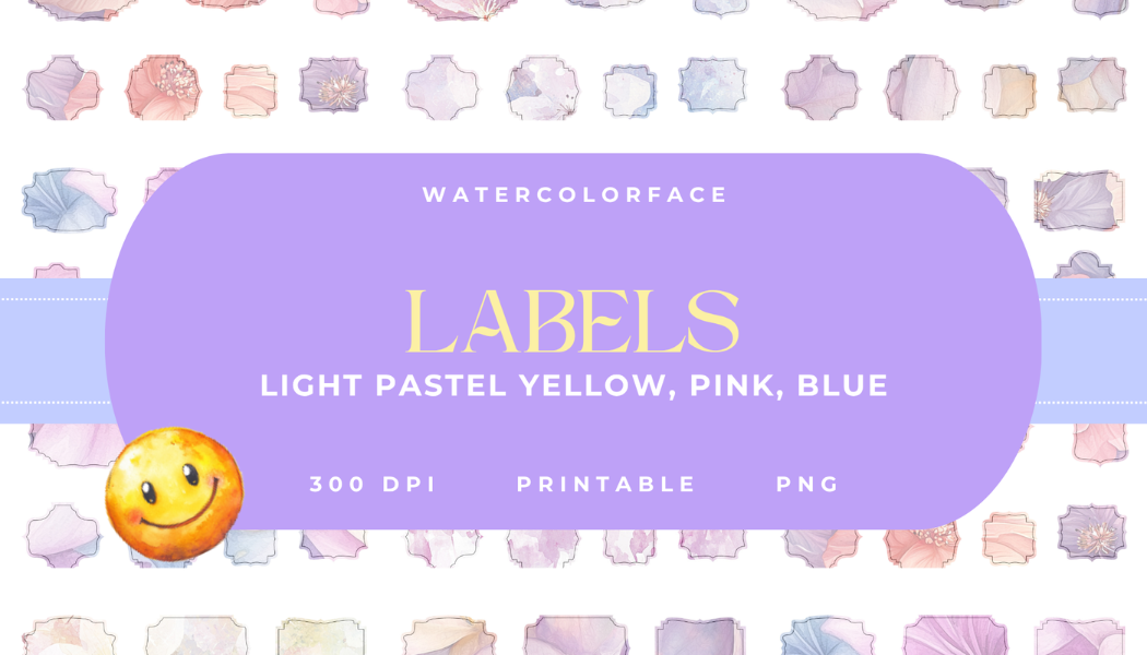 Watercolor Pastel Labels PNG Set