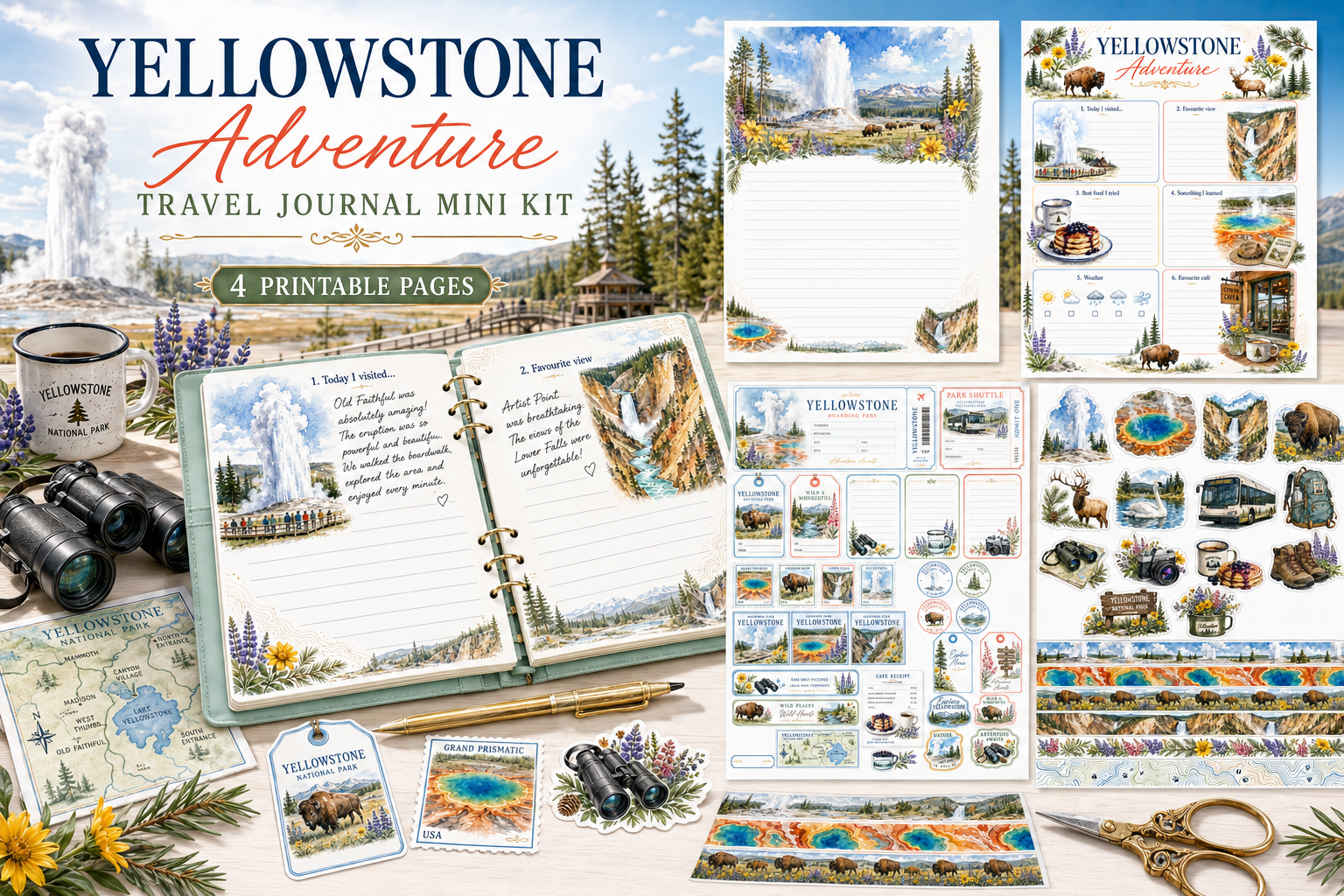 Yellowstone Travel Journal Mini Kit