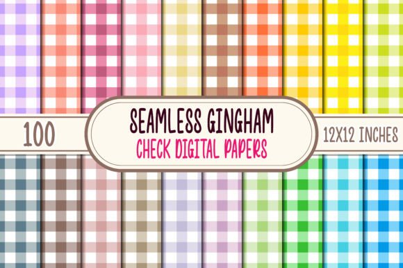 100 Seamless Gingham Check Digital Paper