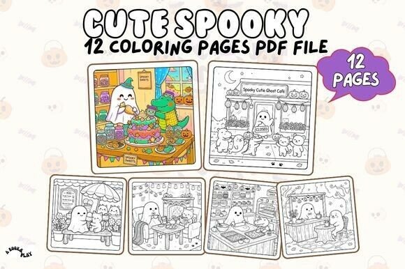12 Cute Spooky Coloring Pages