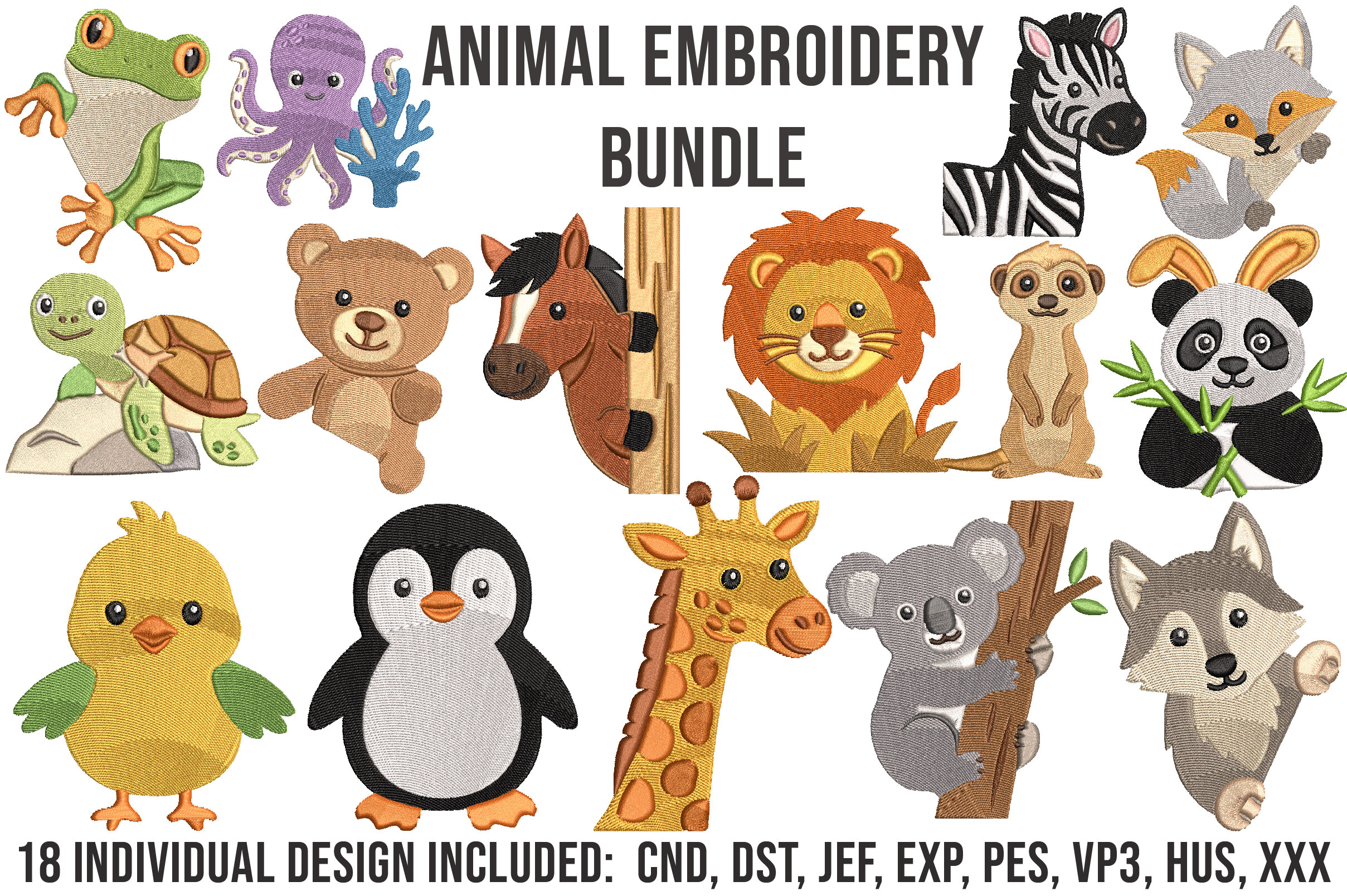 18 Cute Animal Machine Embroidery Design