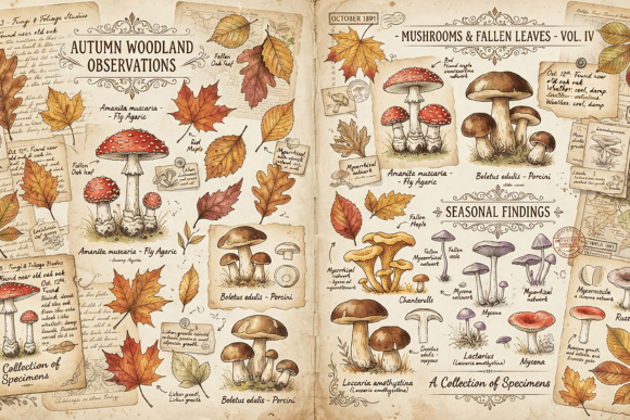 Autumn Woodland Mushroom Ephemera