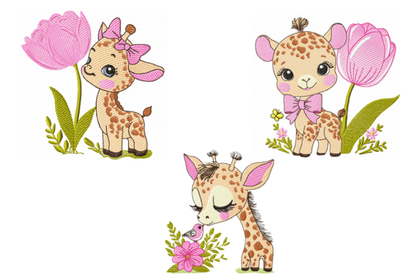Baby Giraffe Embroidery Design Bundle