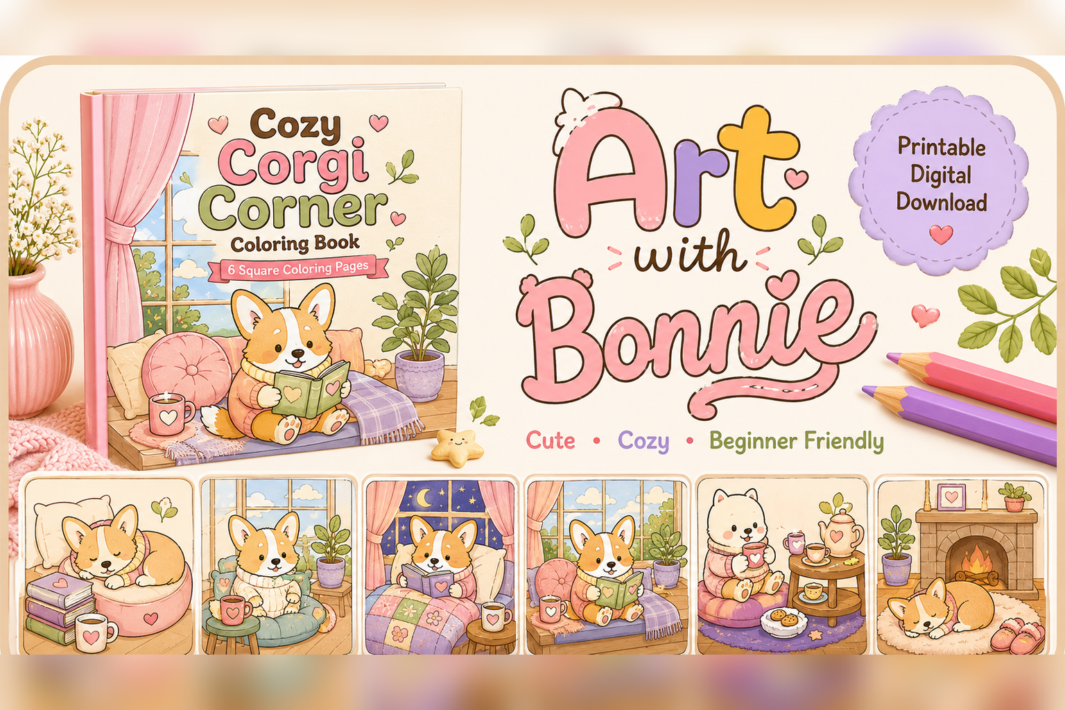Cozy Corgi Coloring Pages PDF
