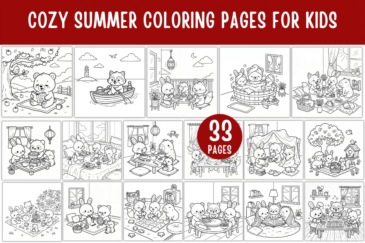 Cozy Kawaii Animal Coloring Book Kids