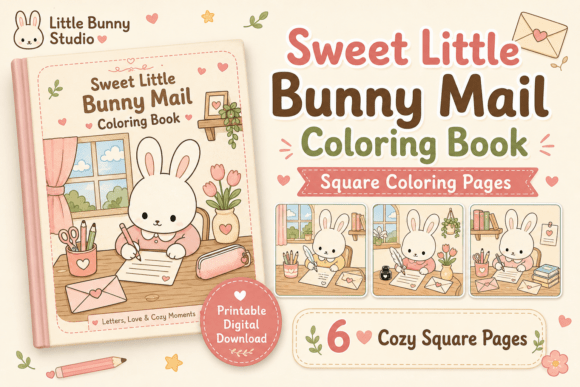 Cozy Strawberry Bunny Coloring Pages PDF