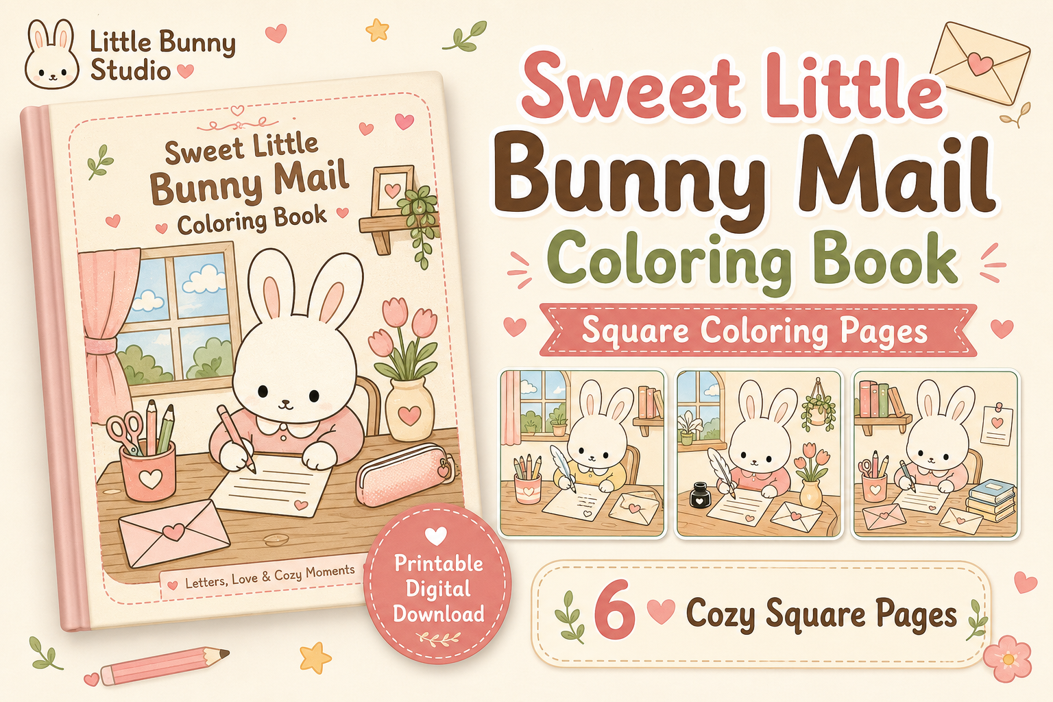 Cozy Strawberry Bunny Coloring Pages PDF