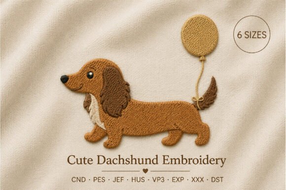 Cute Dachshund Embroidery