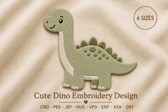 Cute Dino Embroidery Design