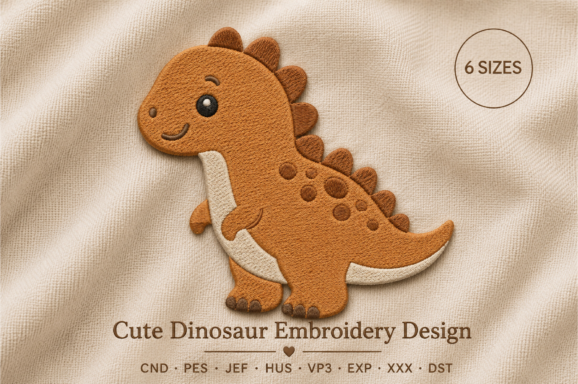 Cute Dinosaur Embroidery Design