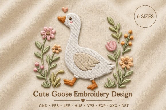 Cute Goose Embroidery Design