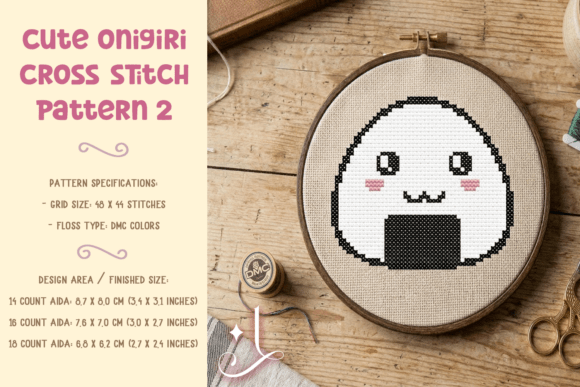 Cute Onigiri Cross Stitch Pattern 2