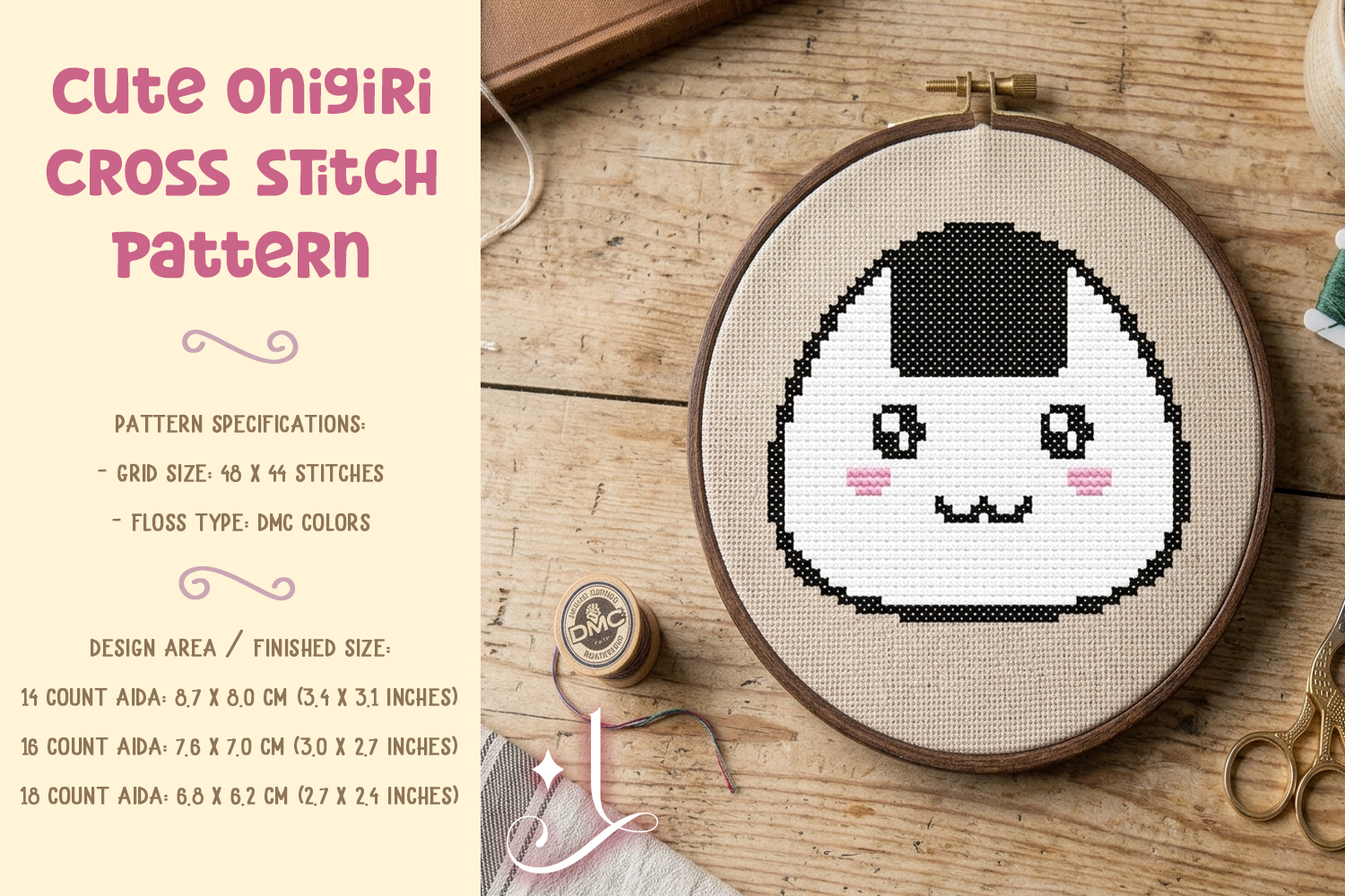 Cute Onigiri Cross Stitch Pattern