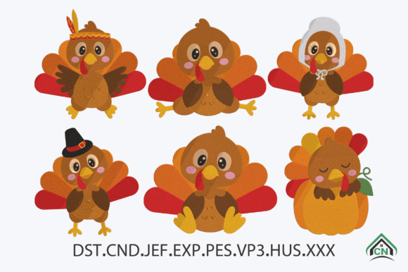 Cute Turkey Embroidery Design Bundle
