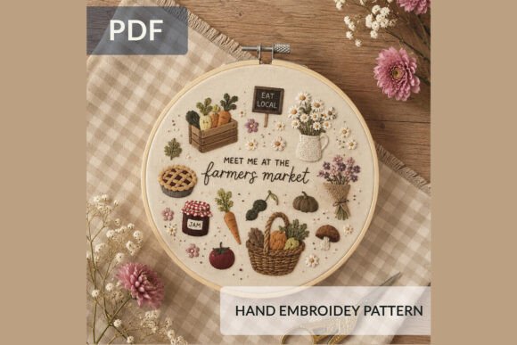 Farmers Market Embroidery Pattern PDF