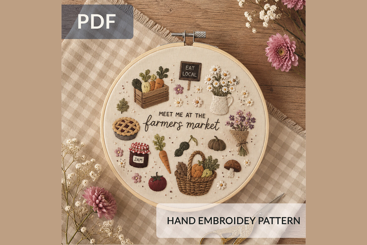 Farmers Market Embroidery Pattern PDF
