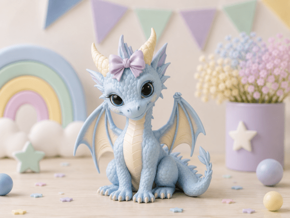 Kawaii Baby Dragon Figurine STL | Cute 3D Print Model - Image 1