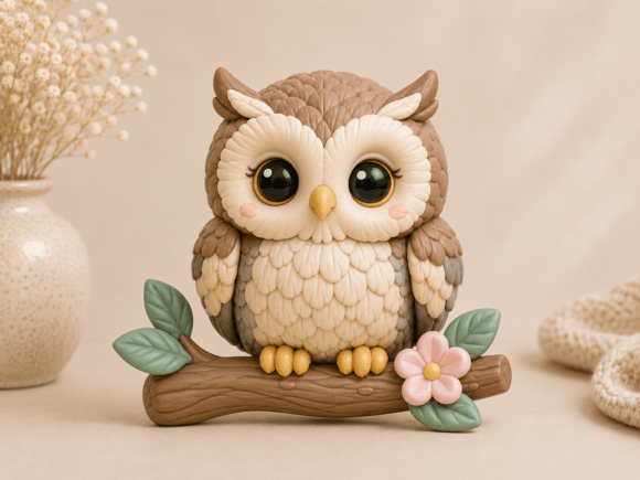 Kawaii Owl Figurine STL | Cute Baby Owl 3D Print Model - Image 1