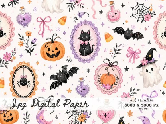 Pastel Witchy Ghost Halloween Background