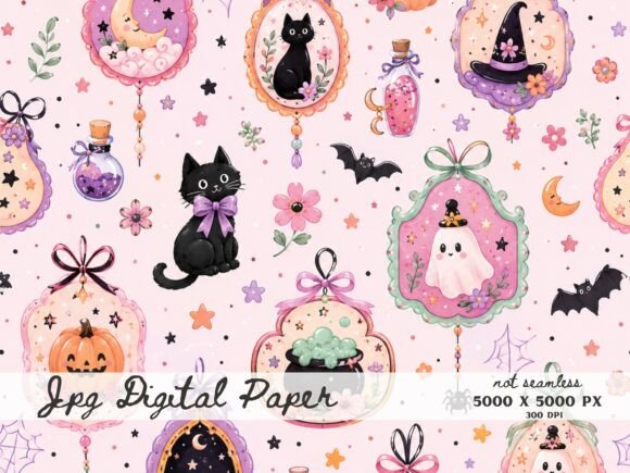 Pink Gothic Witchy Halloween Background