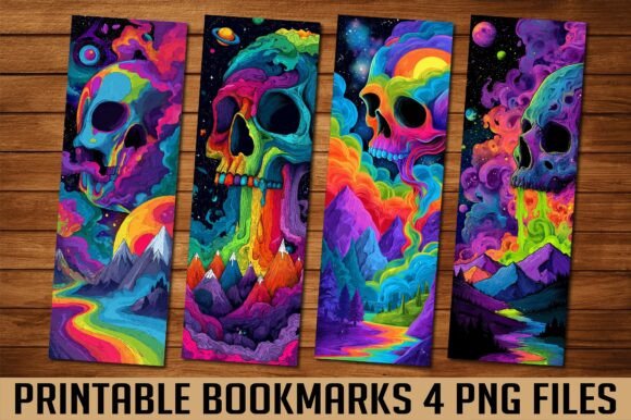 Psychedelic Trippy Skull Bookmark PNG