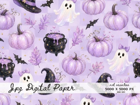 Purple Witchy Ghost Halloween Background