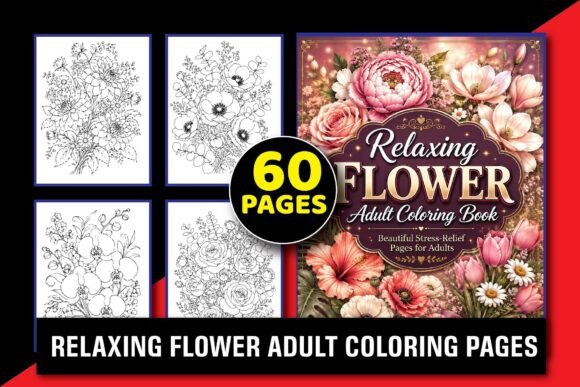 Relaxing Flower Adult Coloring Book