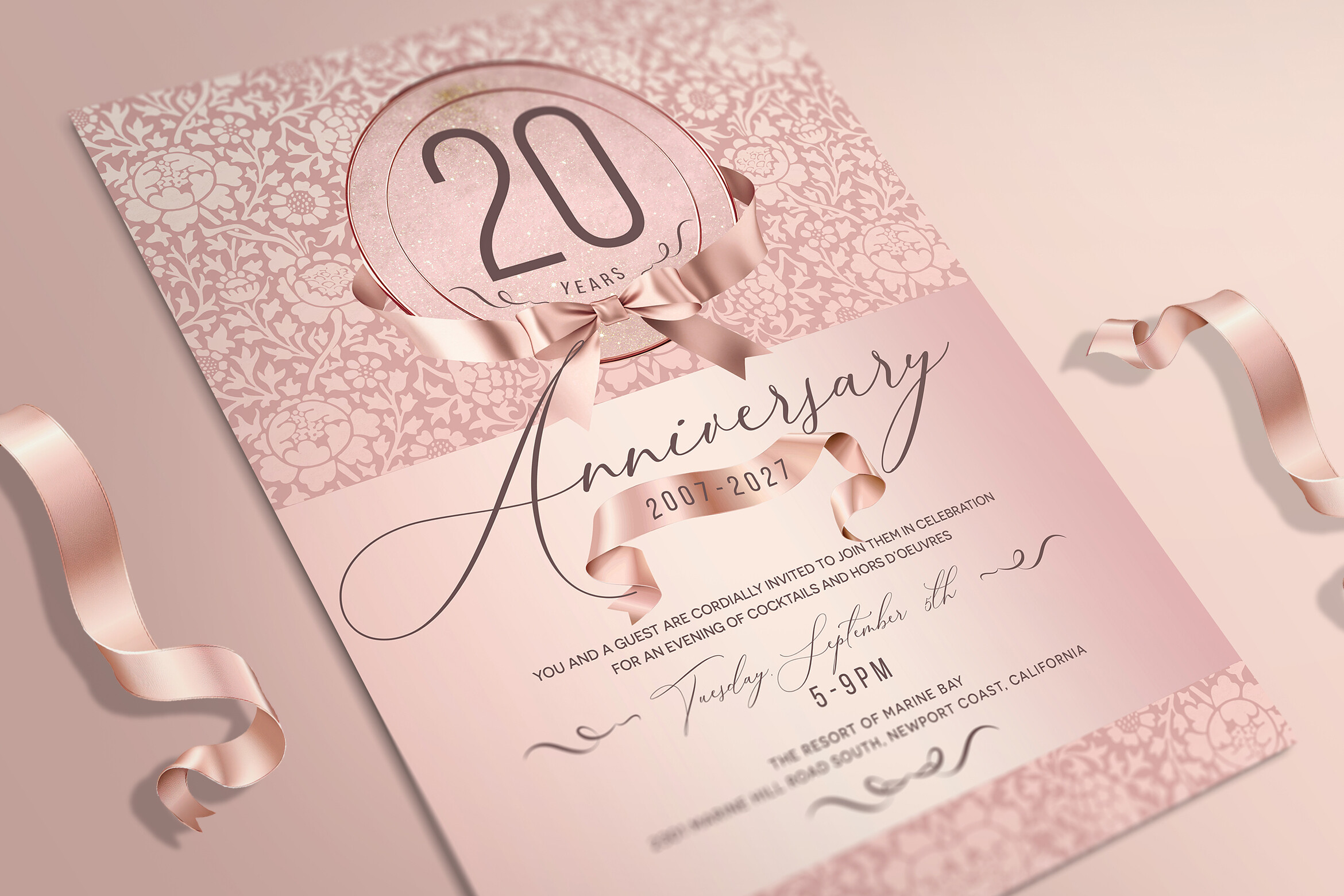 Rose Gold Anniversary Invitation