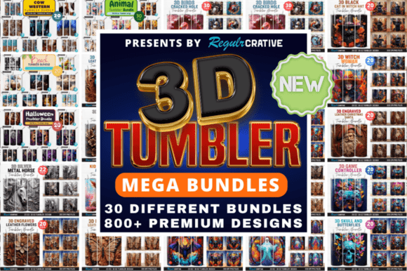 The 3d Mega Tumbler Wrap PNG Bundle