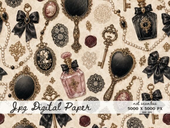 Victorian Gothic Curio Digital Paper, an