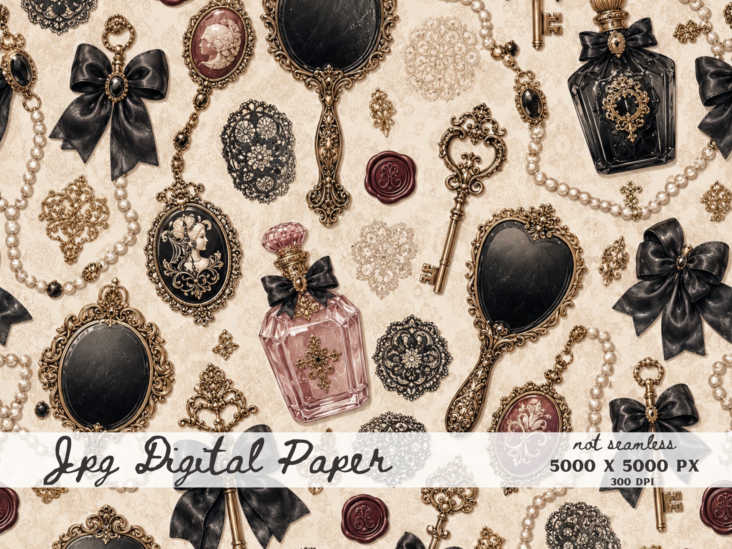 Victorian Gothic Curio Digital Paper, an