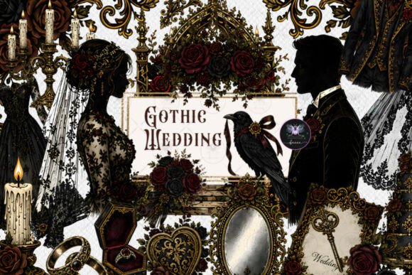 Vintage Gothic Wedding Clipart