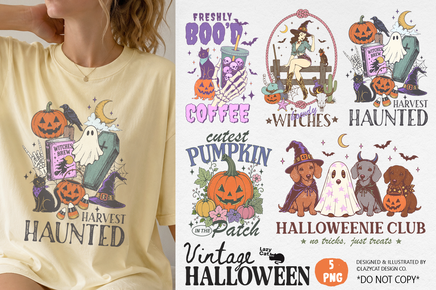 Vintage Halloween PNG Sublimation Bundle