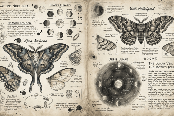 Vintage Lunar Moth Ephemera Page