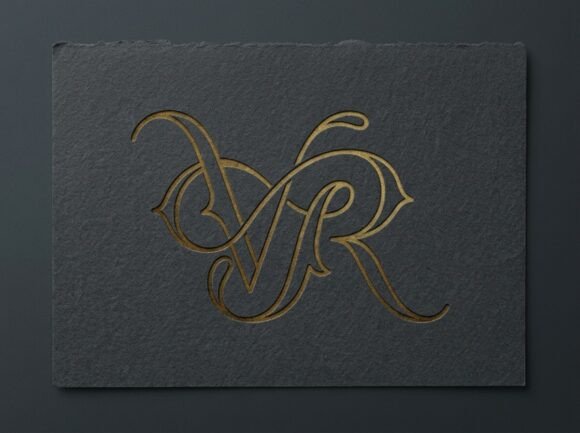 Vintage VR Scrollwork Monogram Logo