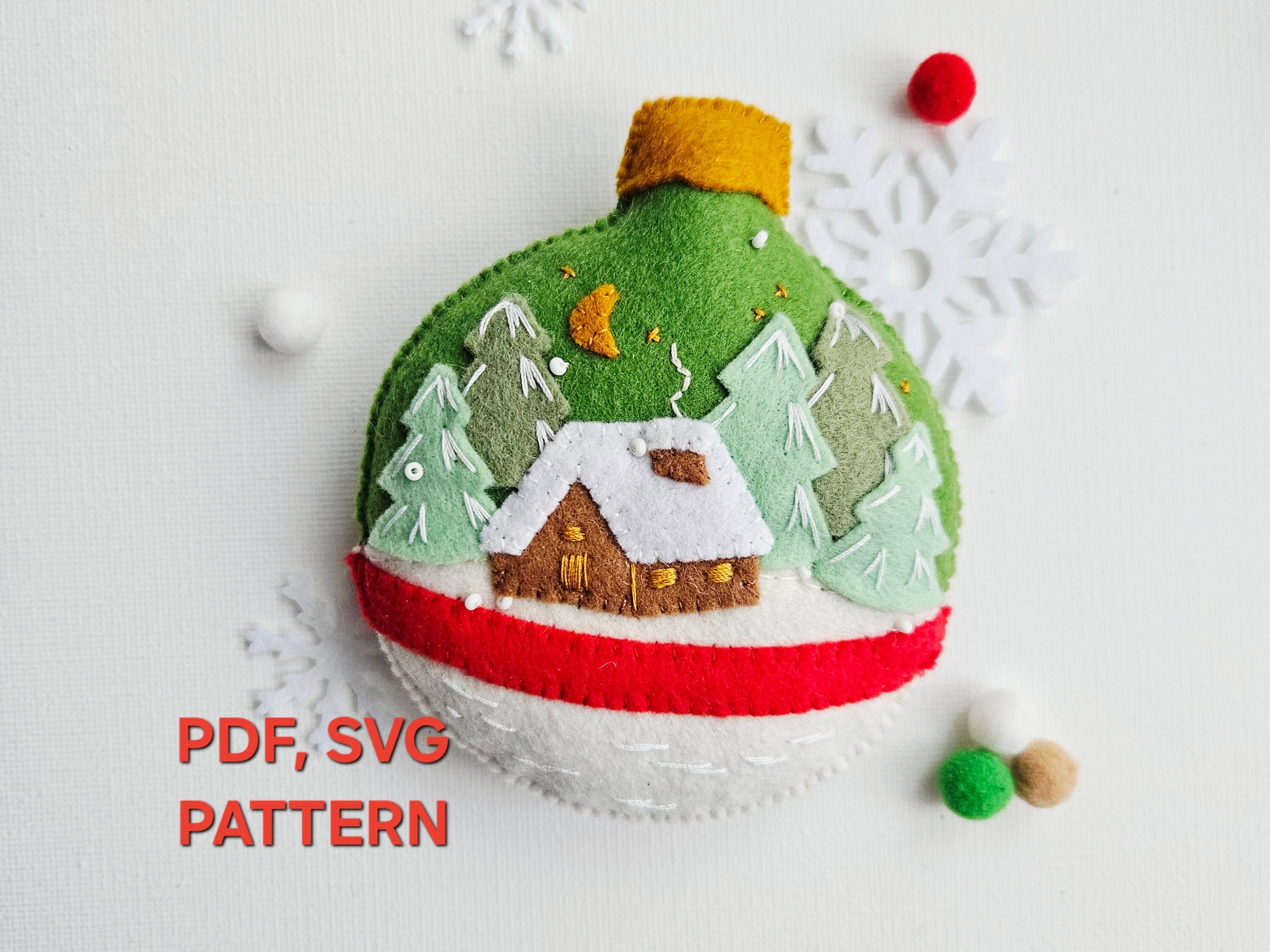 Winter Snow Globe Felt Ornament Pattern