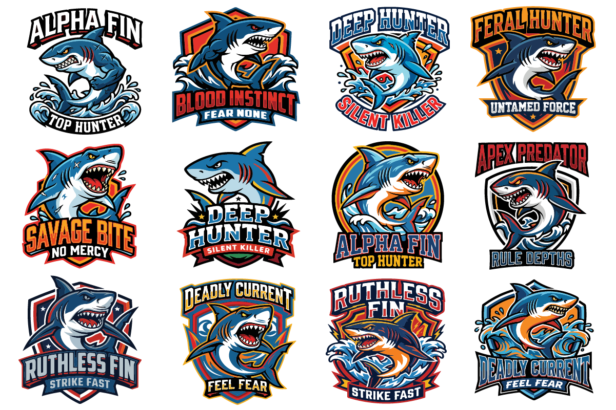 12 Aggressive Shark Esports Logo Bundle