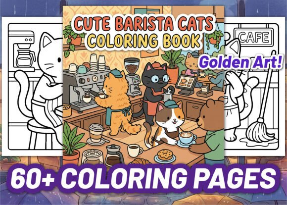 60+ Cute Barista Cats Coloring Pages